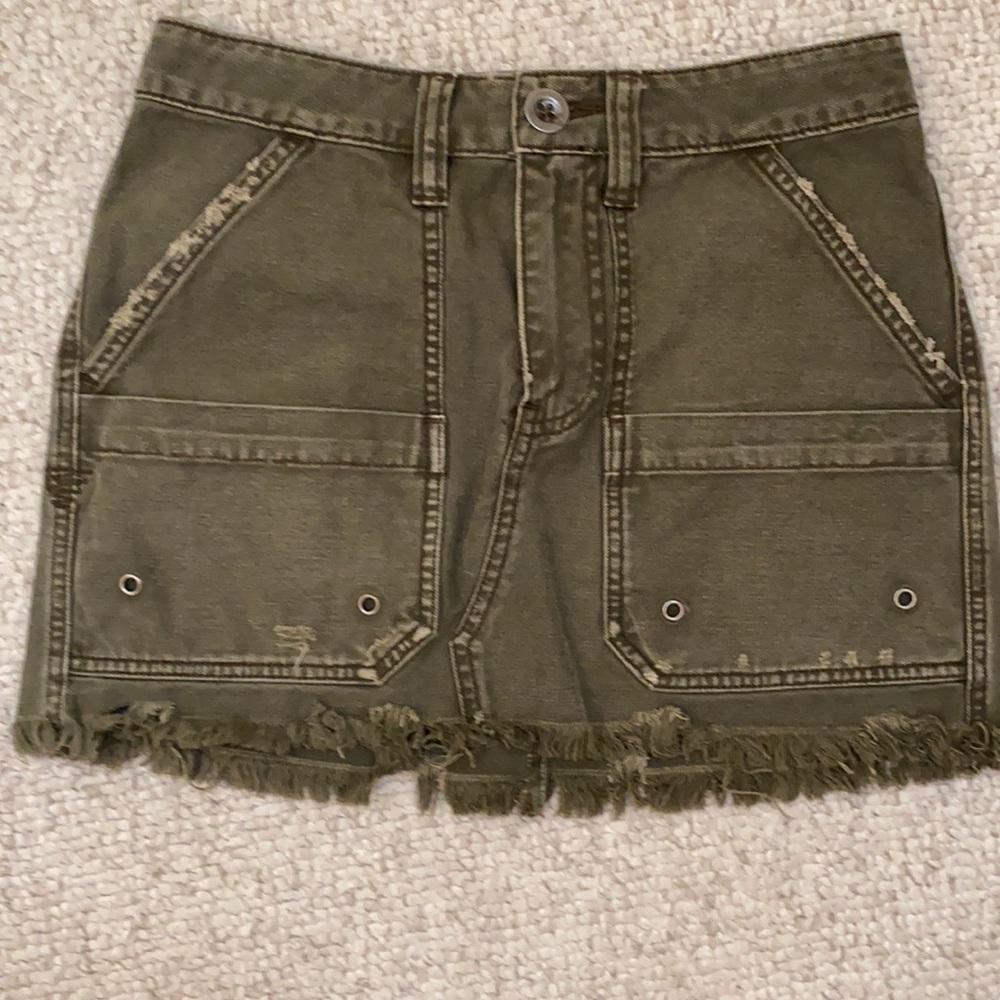 Free People green denim-like mini skirt size 24